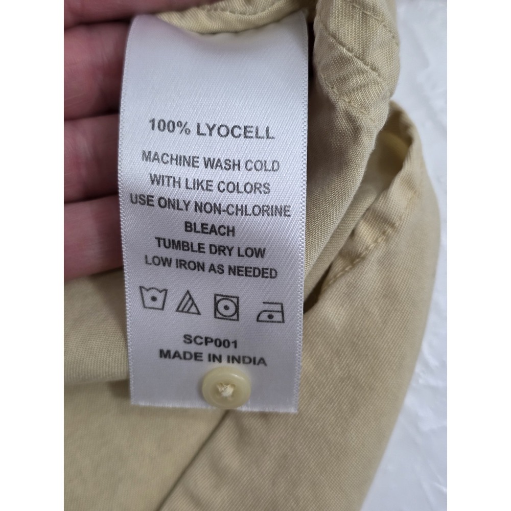 Quince Womens Size X Small Tan Tencel Button Up Blouse Minimalist  Relaxed Fit - Picture 7 of 9